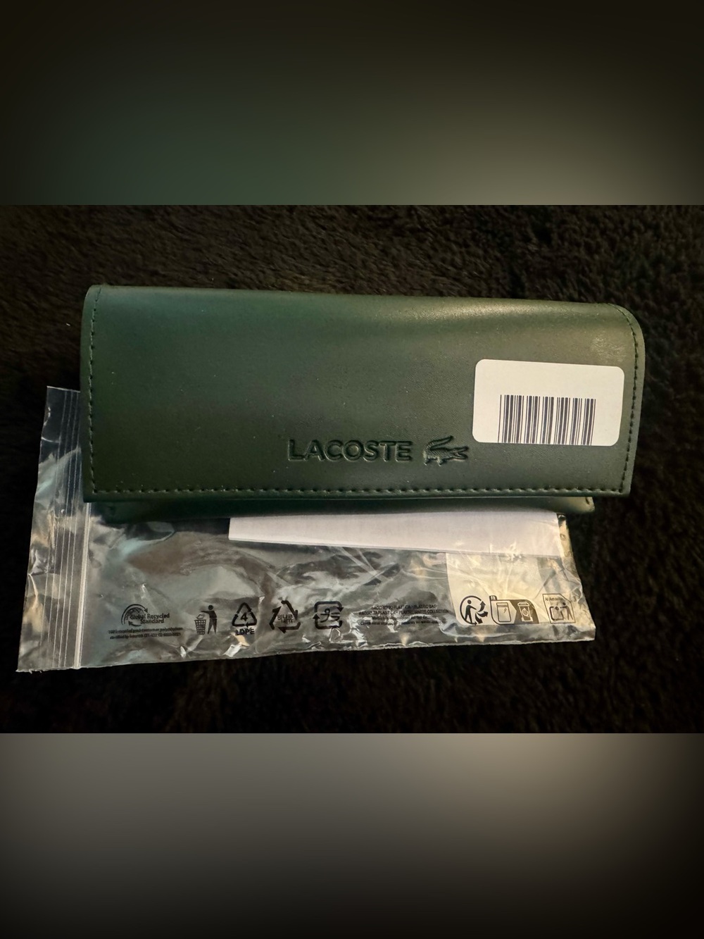 Lacoste Green Leather Eyewear Case